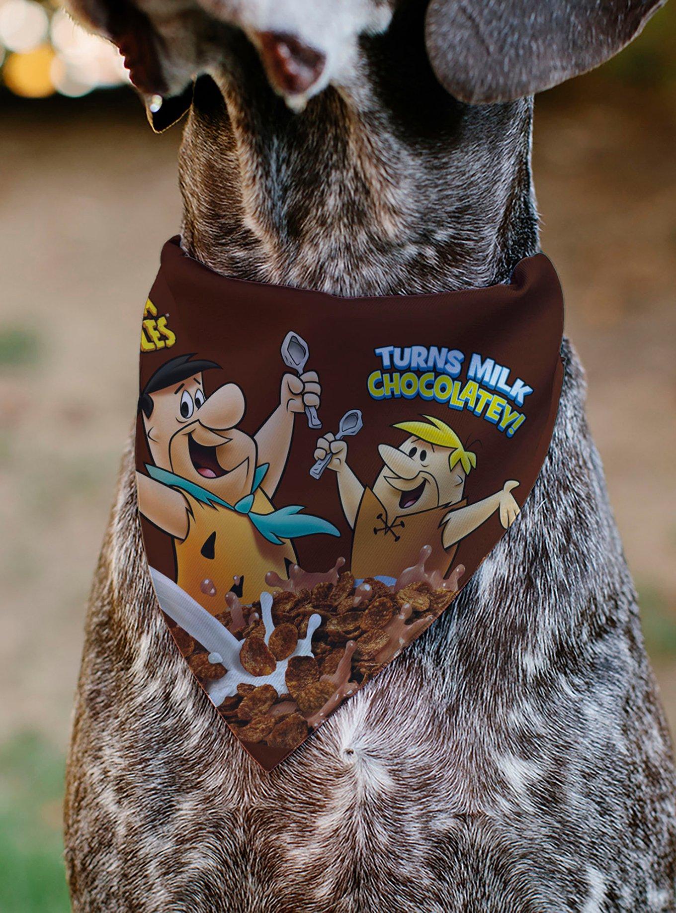 The Flintstones Cocoa Pebbles Fred & Barney Cereal Box Slip On Collar Pet Bandana - Bandana Only, , alternate