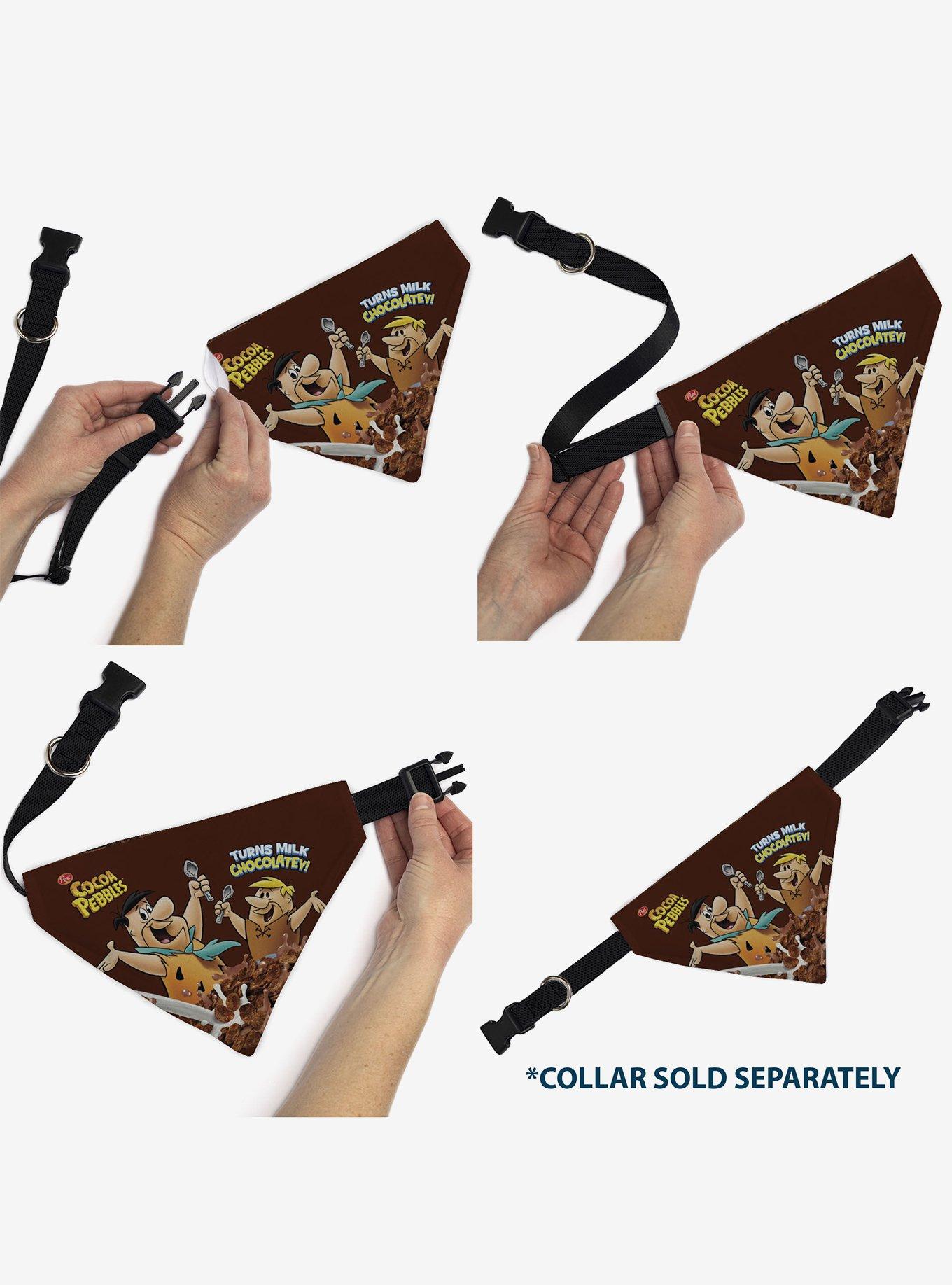 The Flintstones Cocoa Pebbles Fred & Barney Cereal Box Slip On Collar Pet Bandana - Bandana Only, , alternate