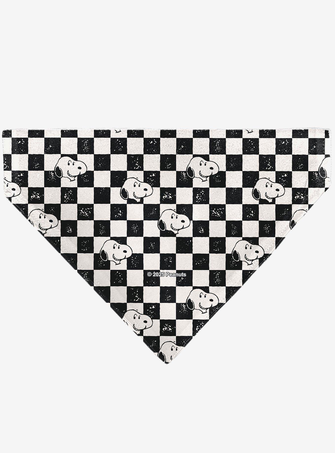 Peanuts Snoopy Smiling Face Checker Slip On Collar Pet Bandana - Bandana Only, , hi-res