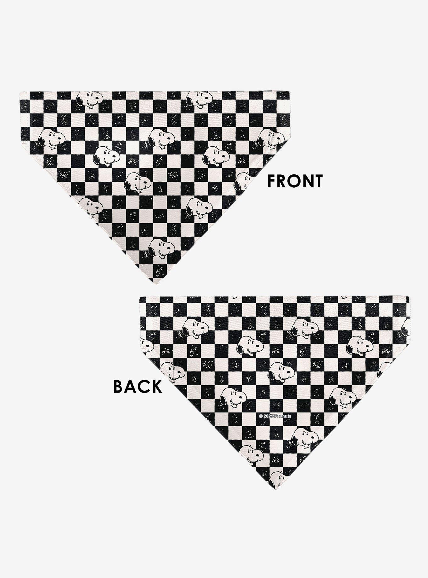 Peanuts Snoopy Smiling Face Checker Slip On Collar Pet Bandana - Bandana Only, , alternate
