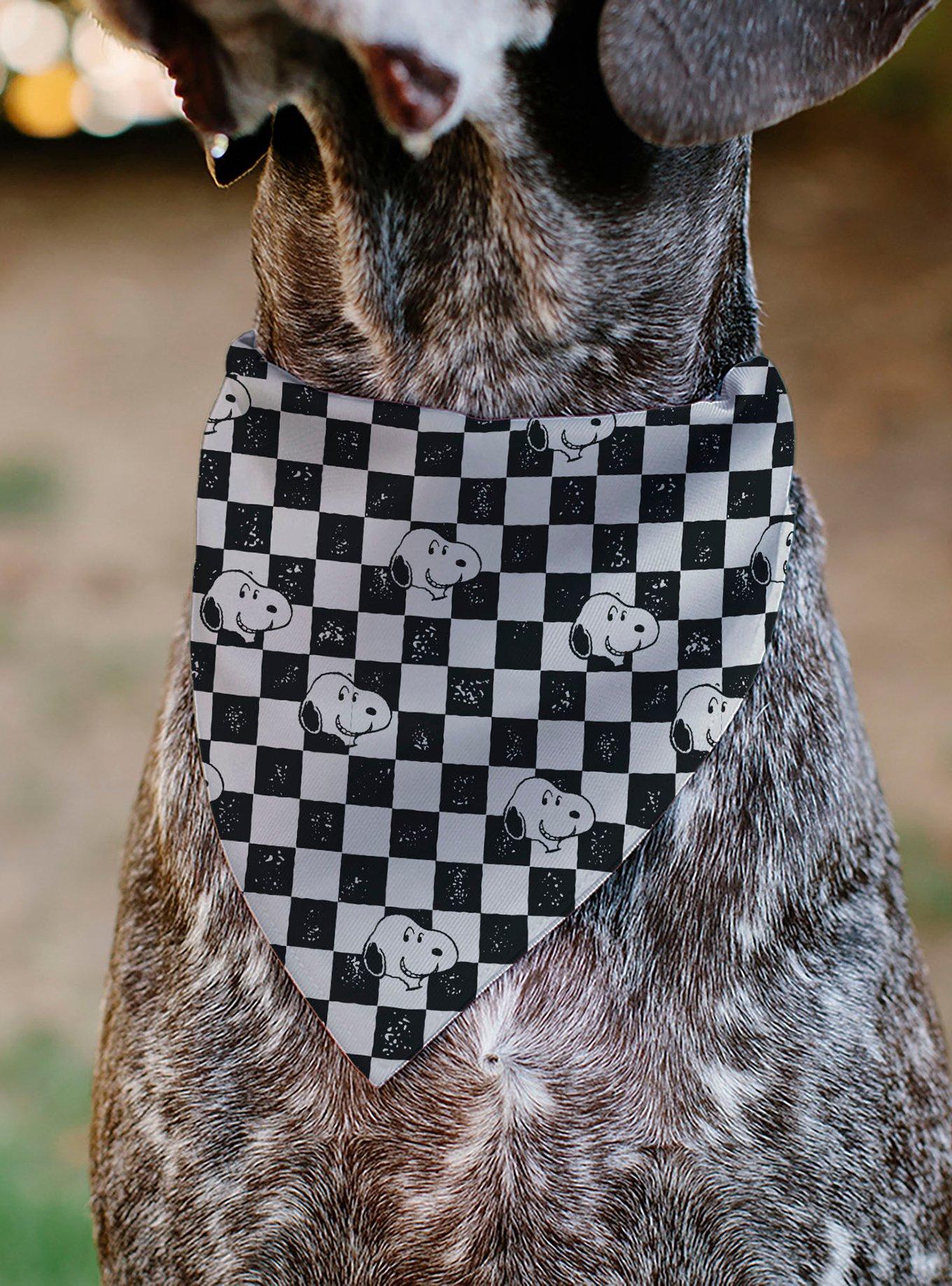 Peanuts Snoopy Smiling Face Checker Slip On Collar Pet Bandana - Bandana Only, , alternate
