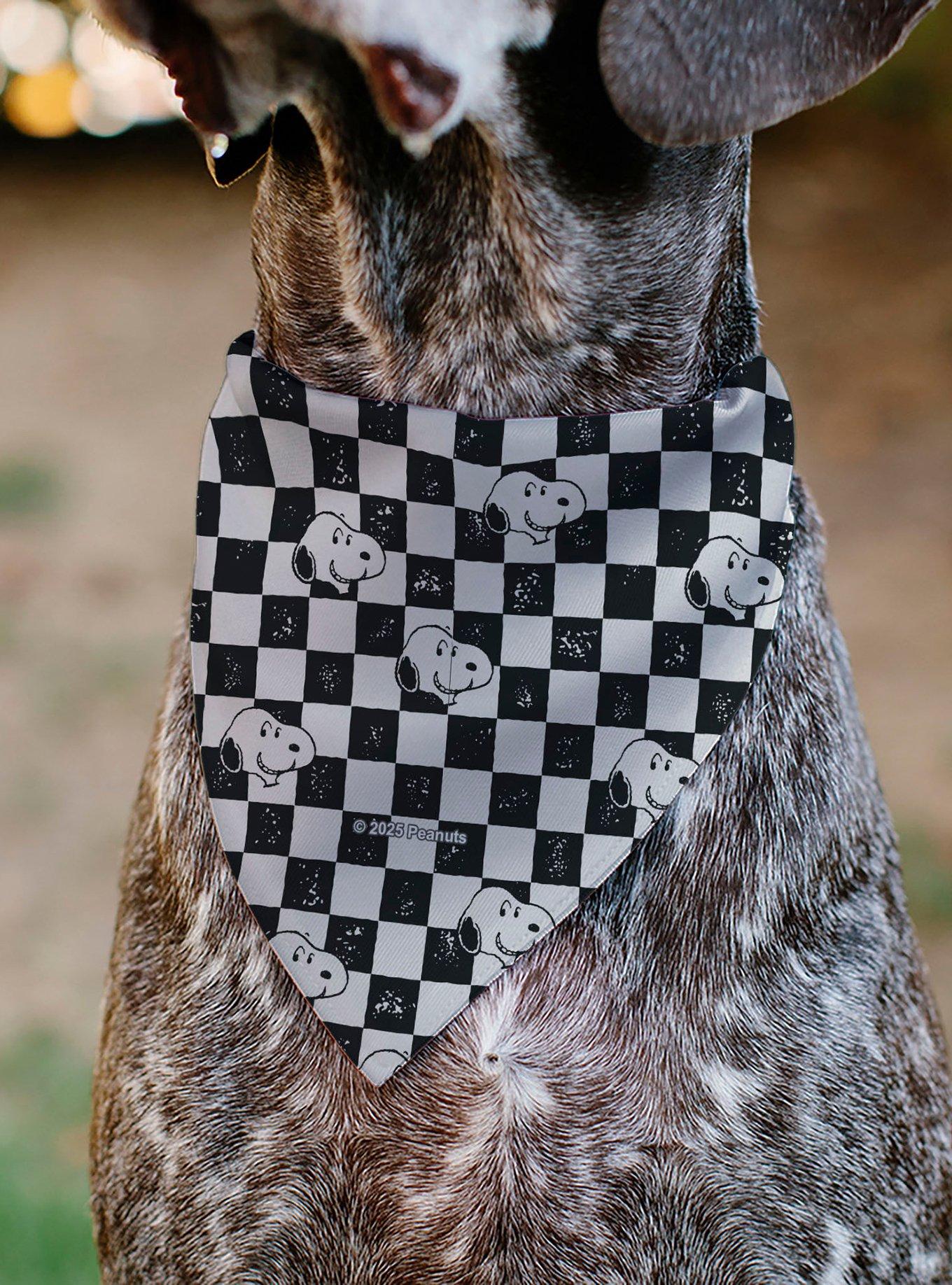 Peanuts Snoopy Smiling Face Checker Slip On Collar Pet Bandana - Bandana Only, , alternate