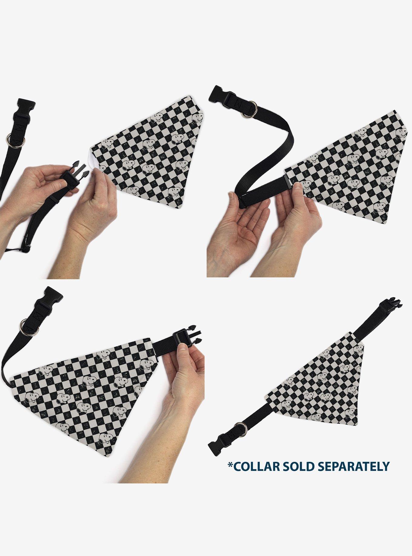 Peanuts Snoopy Smiling Face Checker Slip On Collar Pet Bandana - Bandana Only