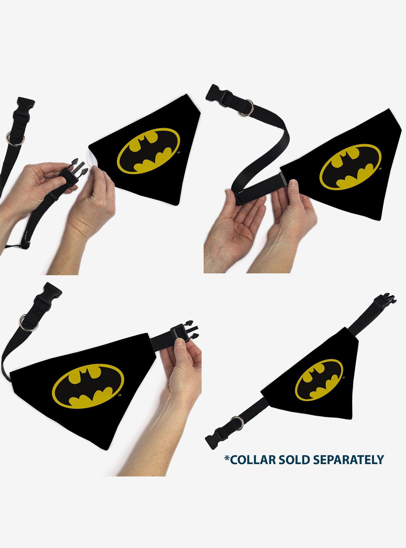 DC Comics Batman Shield Logo Black Slip On Collar Pet Bandana - Bandana Only, , alternate