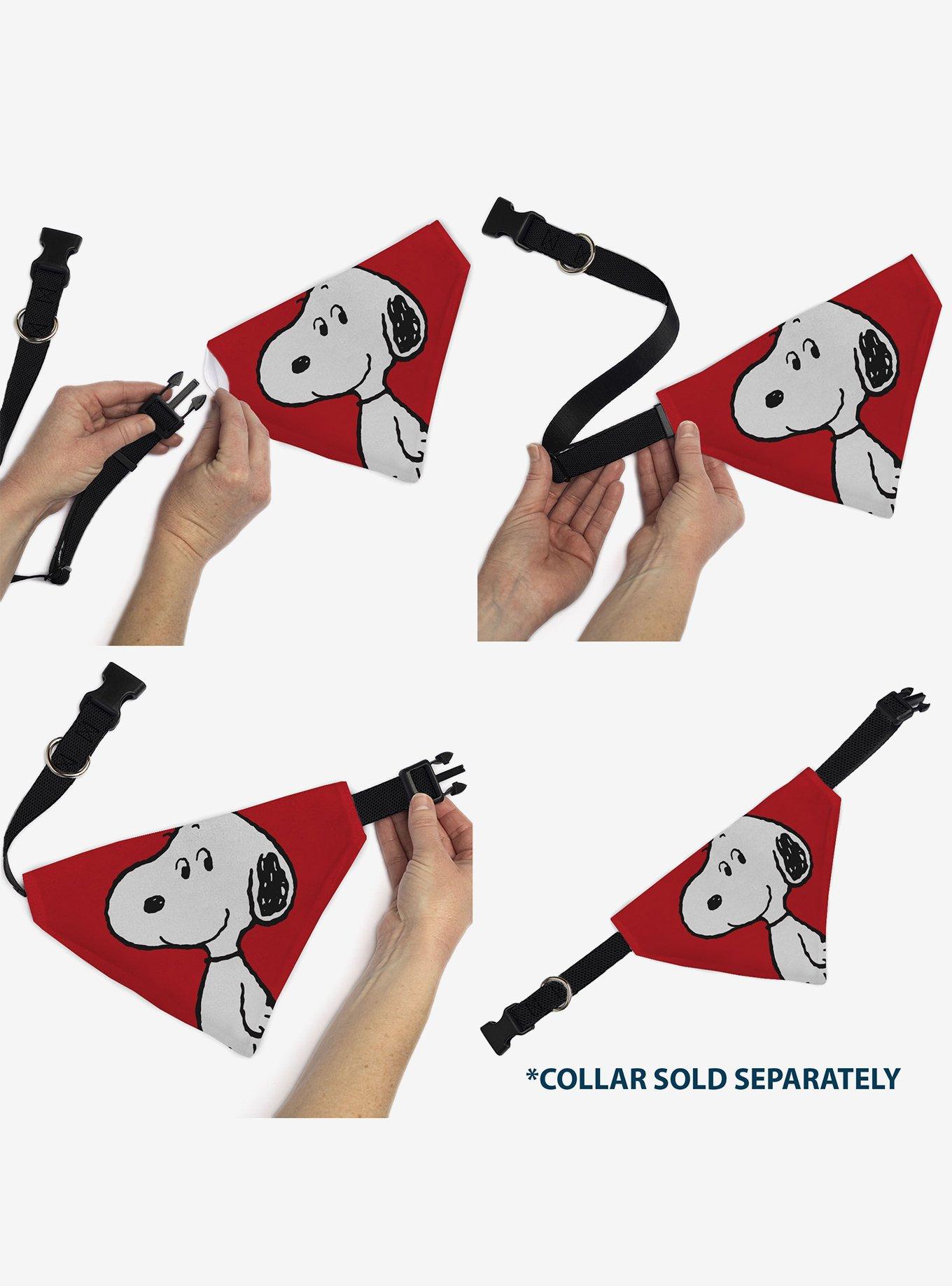 Peanuts Snoopy Smiling Face Slip On Collar Pet Bandana - Bandana Only, , alternate