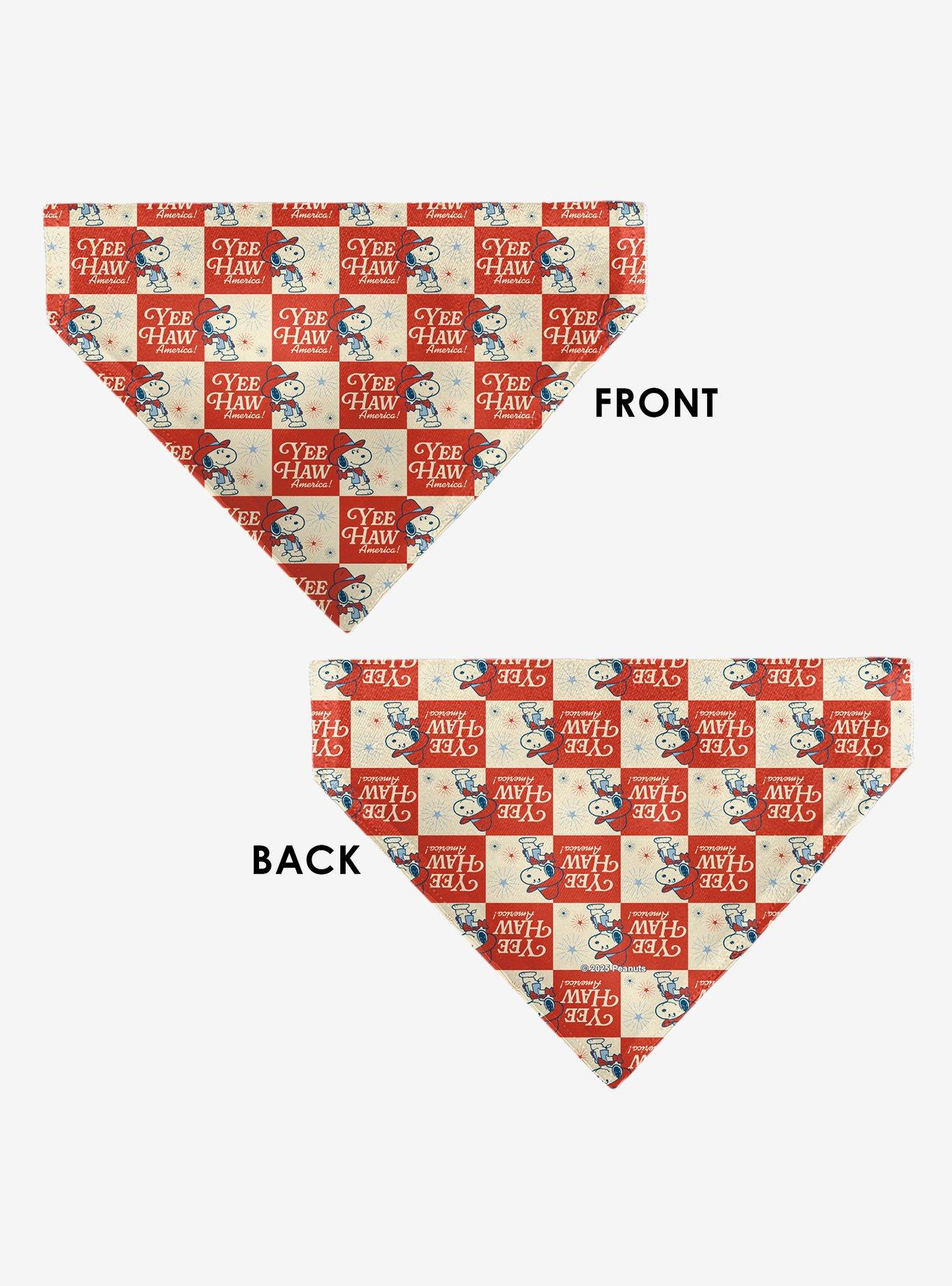 Peanuts Snoopy Yee Haw America Checker Slip On Collar Pet Bandana - Bandana Only, , alternate