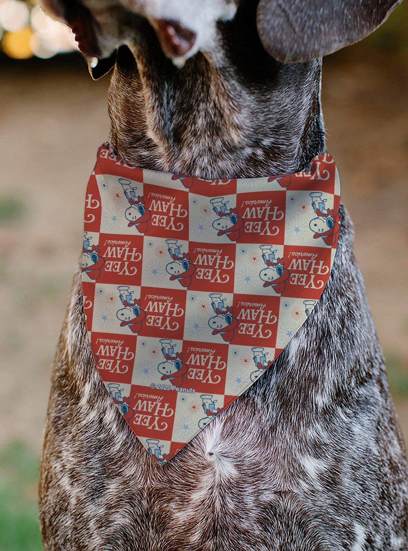 Peanuts Snoopy Yee Haw America Checker Slip On Collar Pet Bandana - Bandana Only, , alternate
