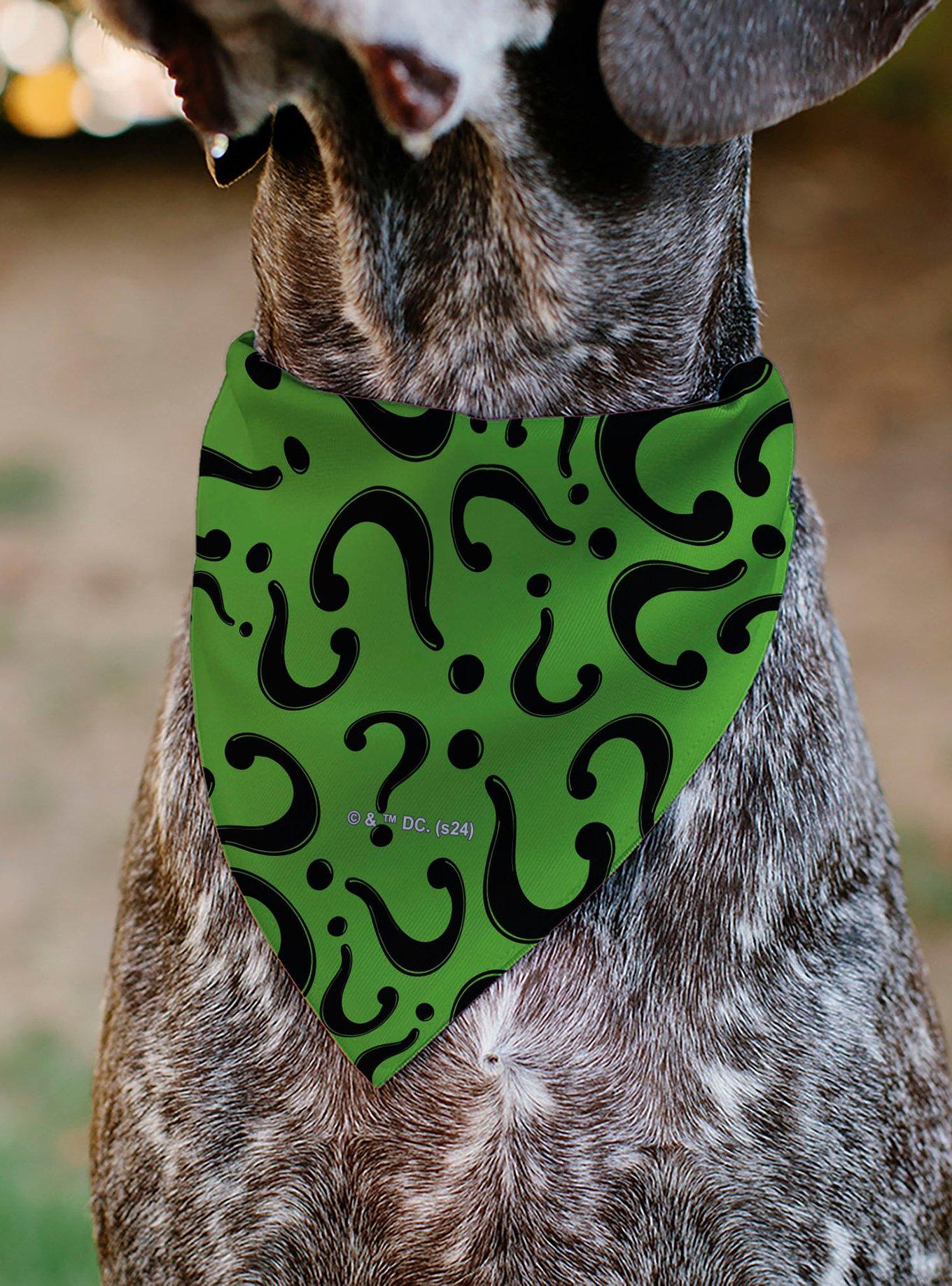 DC Comics The Riddler Question Mark Scattered Black Slip On Collar Pet Bandana - Bandana Only, , alternate