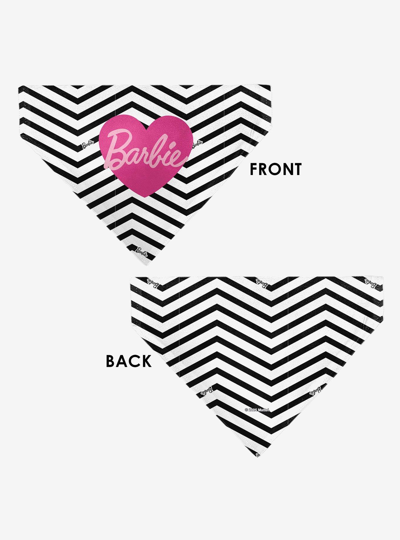 Barbie Script Heart Chevron Black Slip On Collar Pet Bandana - Bandana Only, , alternate