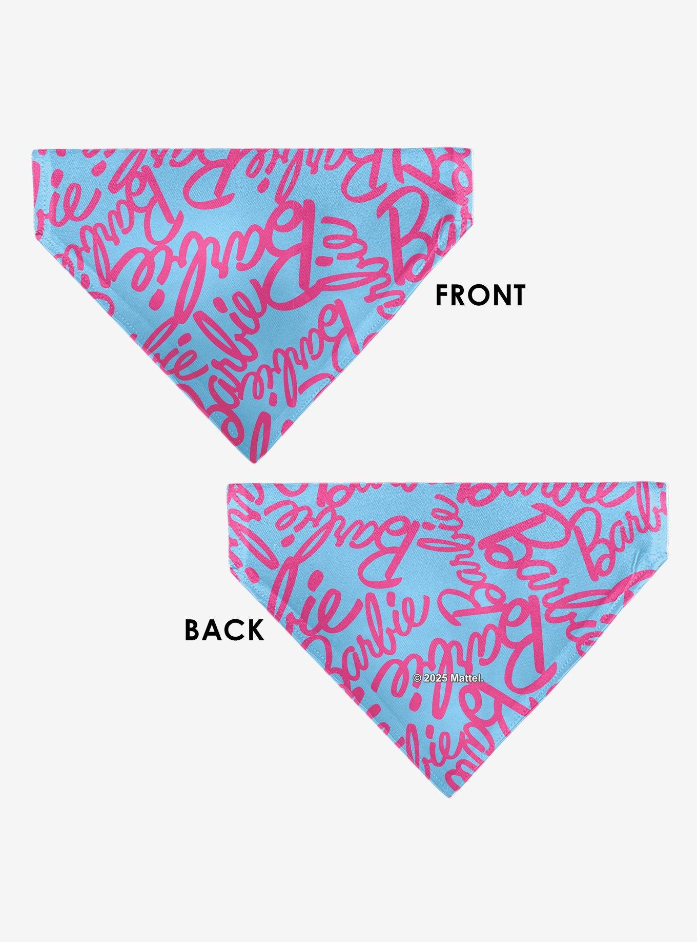 Barbie Autograph Script Scattered Slip On Collar Pet Bandana - Bandana Only, , alternate