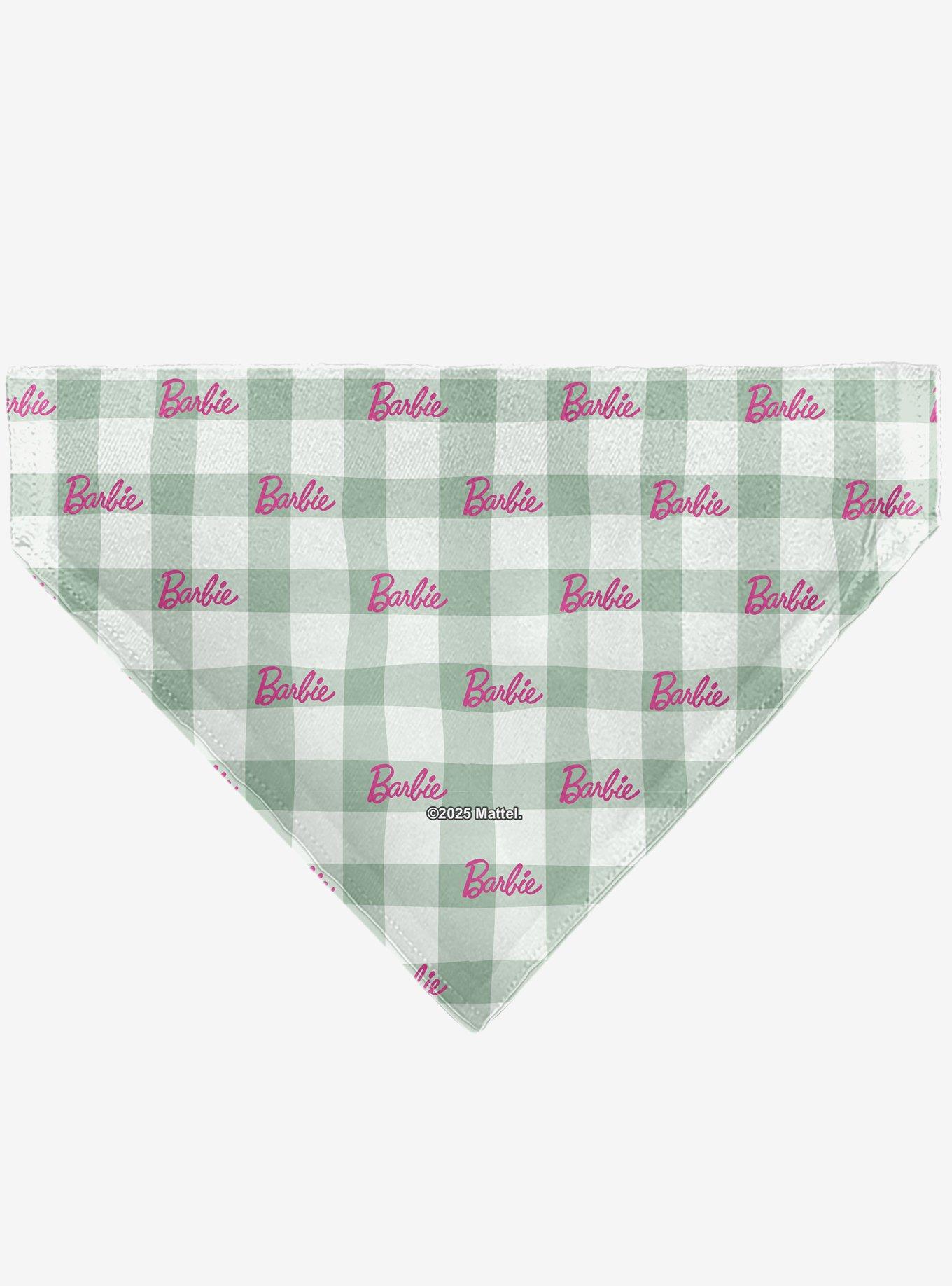 Barbie Script Plaid Beige Slip On Collar Pet Bandana - Bandana Only, , hi-res