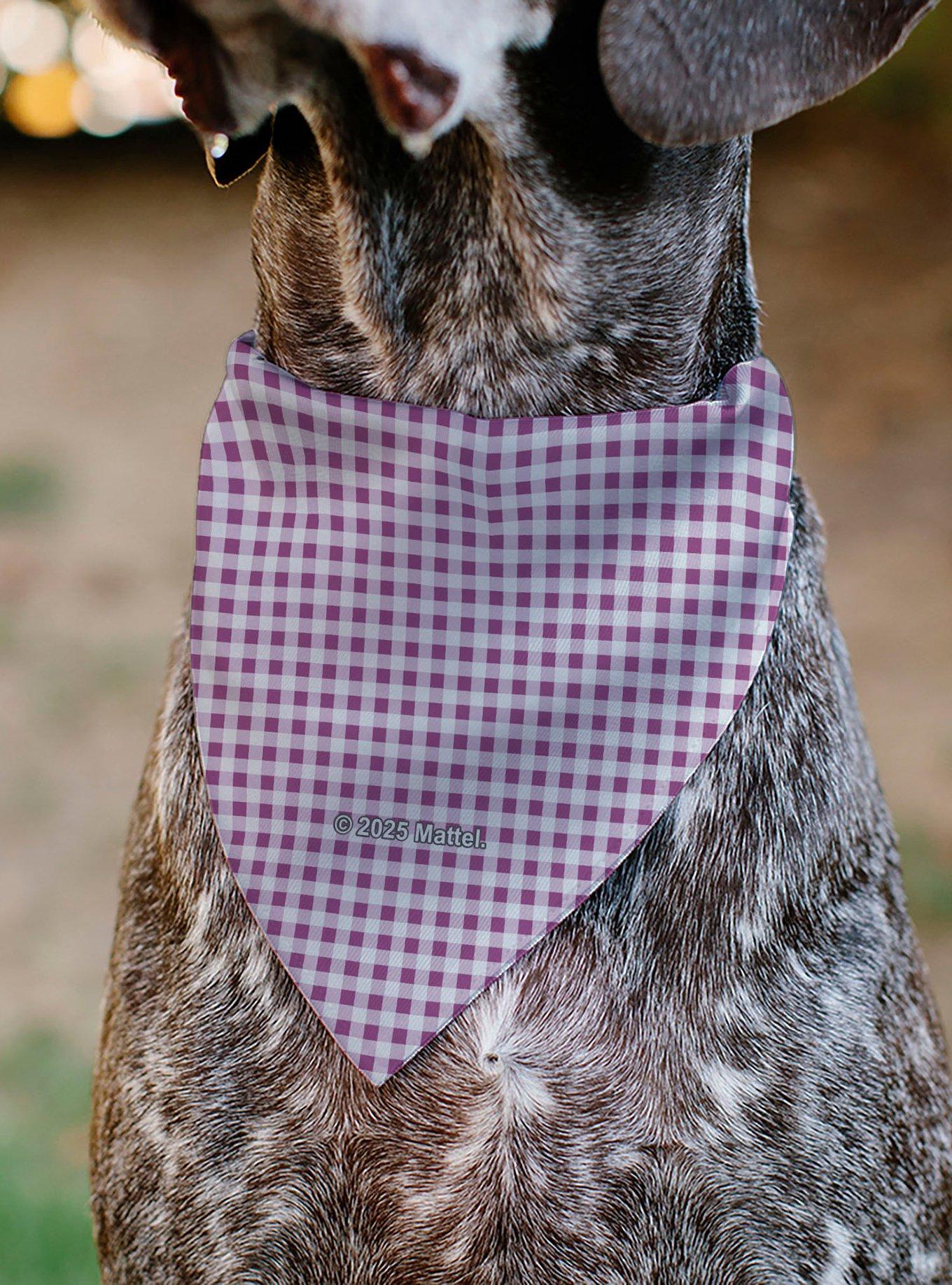 Barbie Heart Text Logo Plaid Slip On Collar Pet Bandana - Bandana Only, , alternate