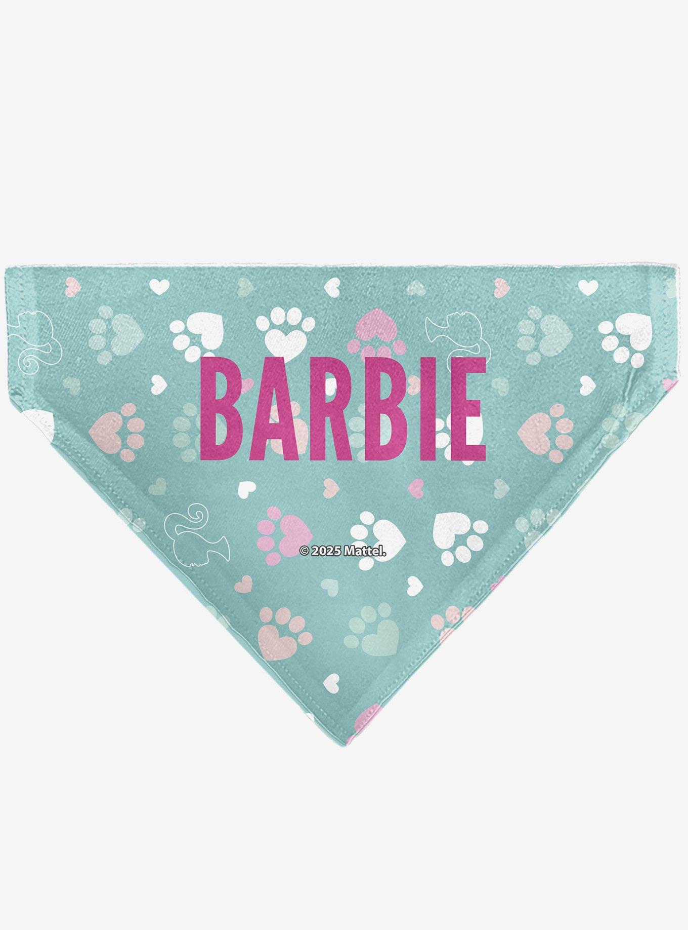 Barbie Bold Text Paw Print Icons Slip On Collar Pet Bandana - Bandana Only, , hi-res