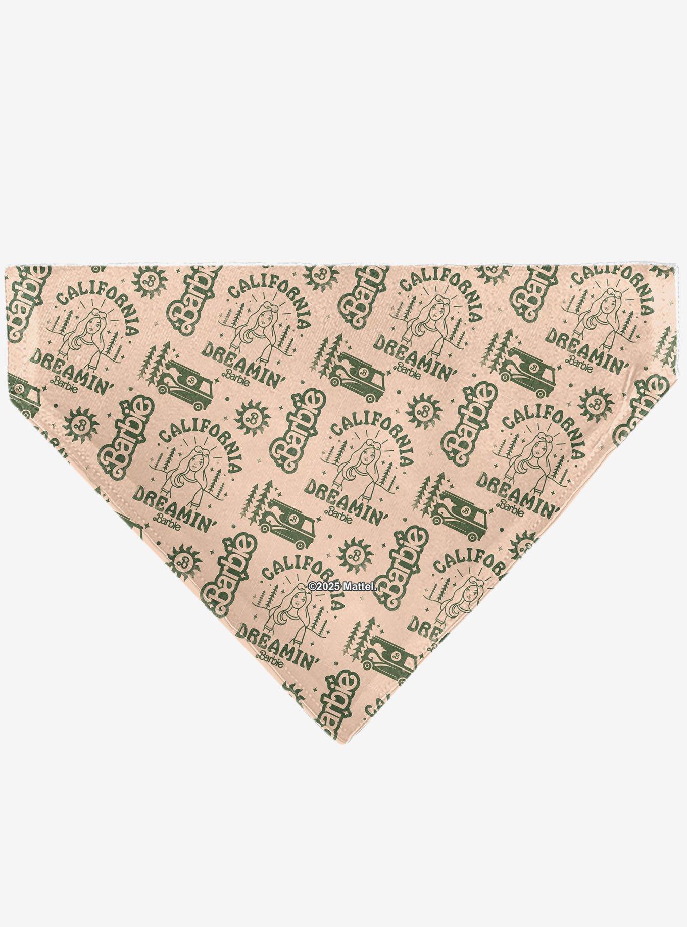 Barbie California Dreamin Icons Collage Peach Slip On Collar Pet Bandana - Bandana Only, , hi-res