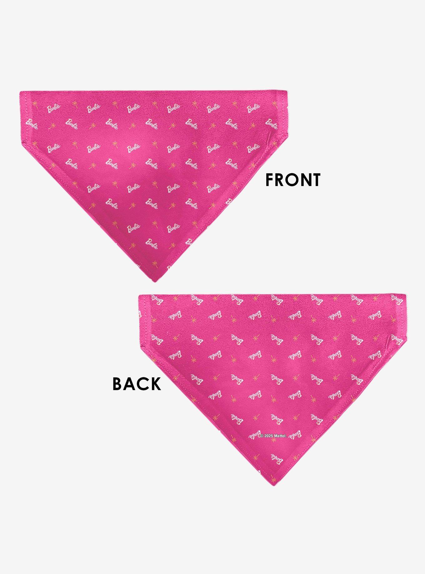 Barbie Script and Palm Tree Icon Slip On Collar Pet Bandana - Bandana Only, , alternate