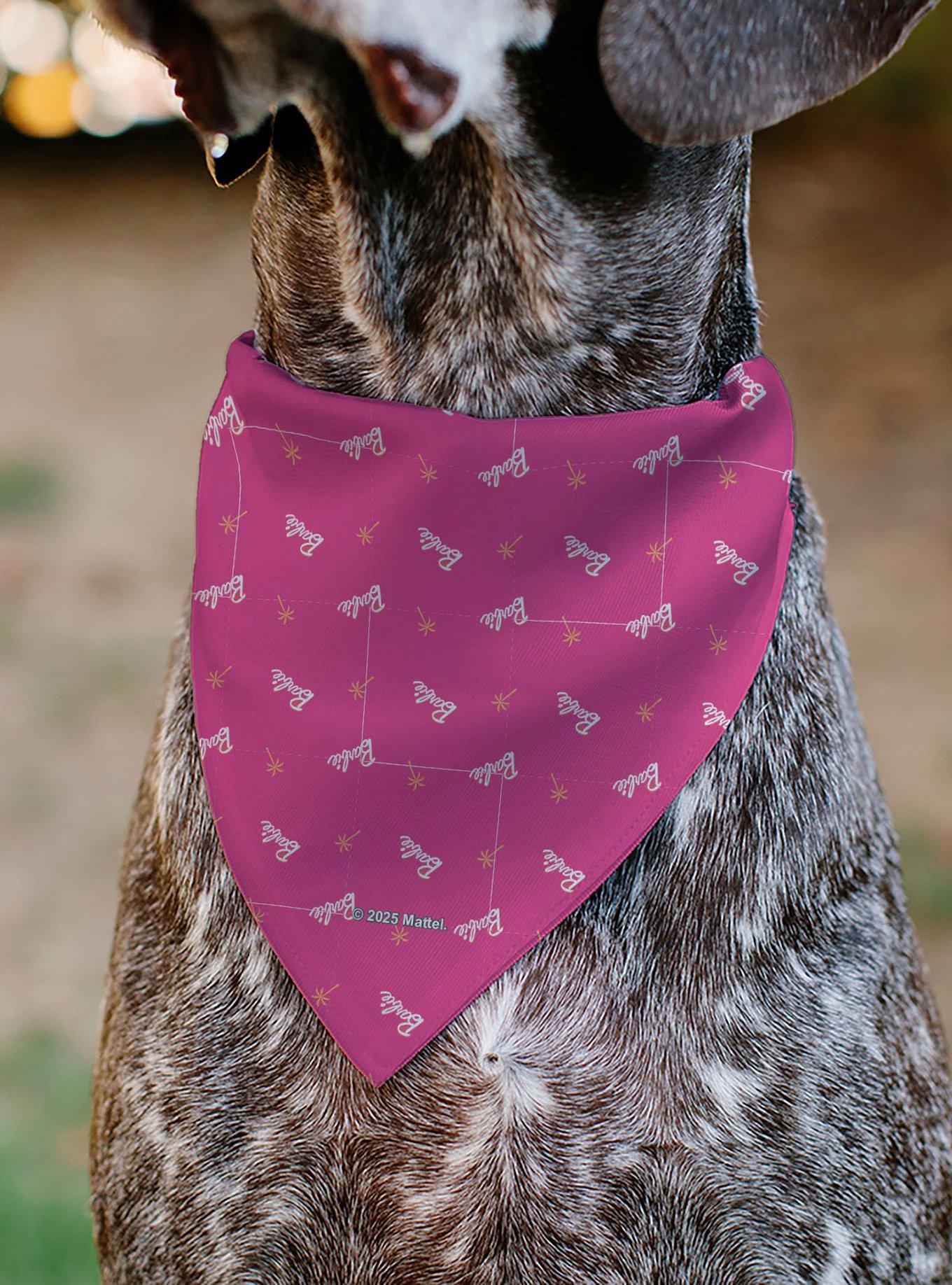 Barbie Script and Palm Tree Icon Slip On Collar Pet Bandana - Bandana Only, , alternate