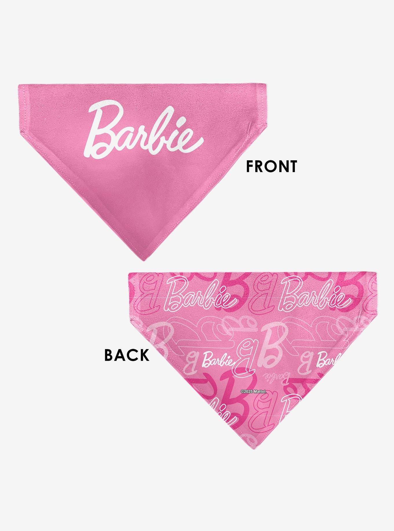 Barbie Script and B Icon Collage Slip On Collar Pet Bandana - Bandana Only, , alternate