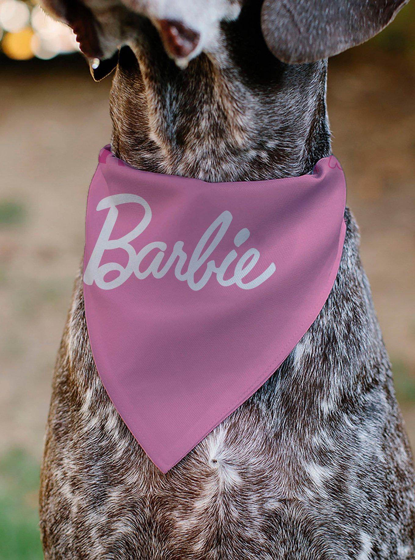 Barbie Script and B Icon Collage Slip On Collar Pet Bandana - Bandana Only
