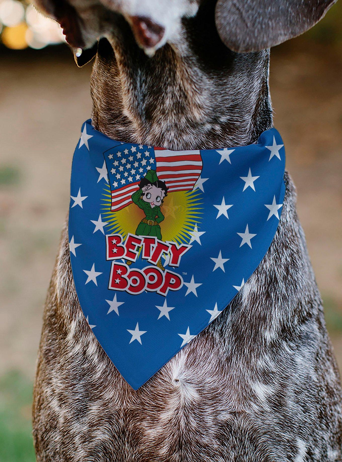 Betty Boop Americana Soldier Salute Pose and Stars Slip On Collar Pet Bandana - Bandana Only, , alternate