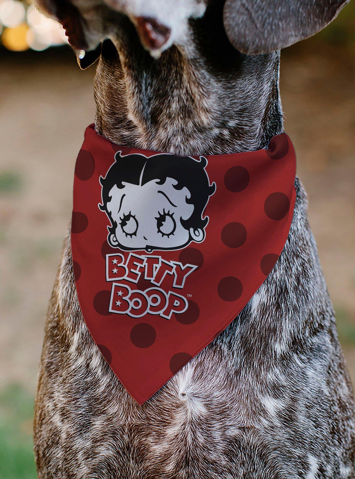 Betty Boop Face and Text Polka Dot Slip On Collar Pet Bandana - Bandana Only, , alternate