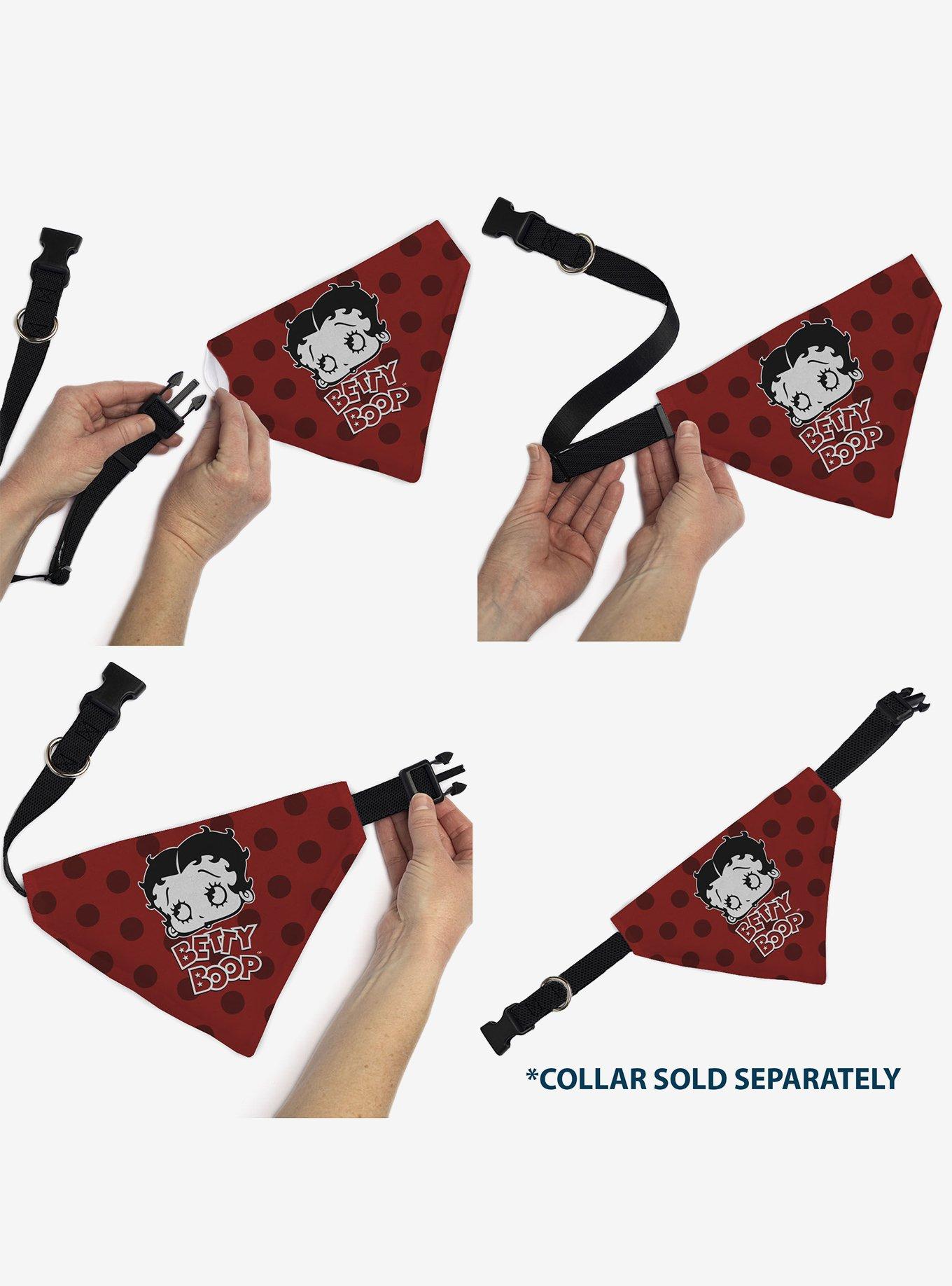 Betty Boop Face and Text Polka Dot Slip On Collar Pet Bandana - Bandana Only, , alternate