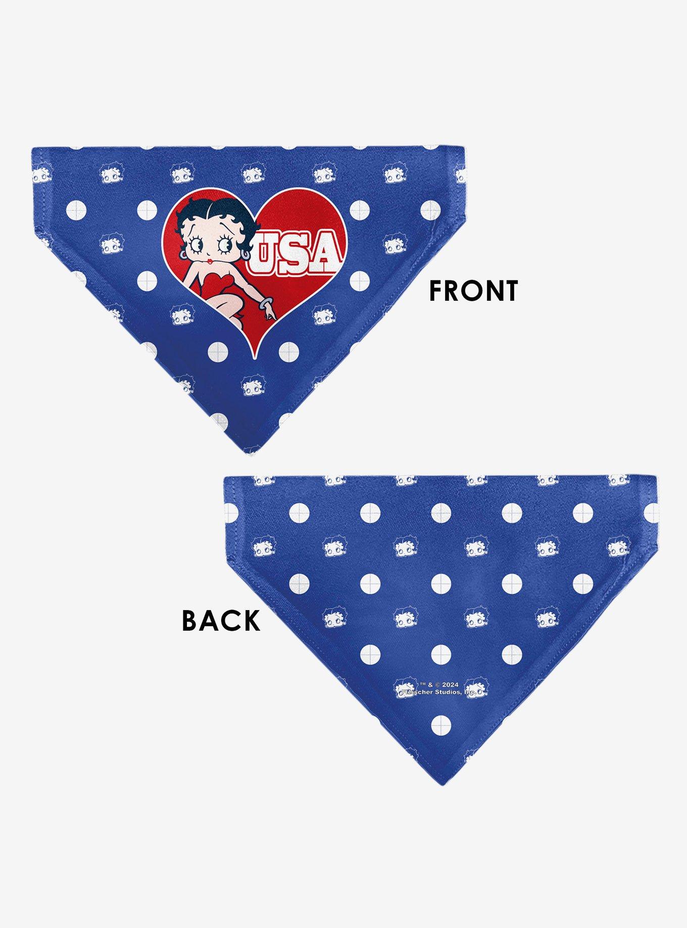 Betty Boop USA Heart Pose Polka Dot Face Slip On Collar Pet Bandana - Bandana Only, , alternate