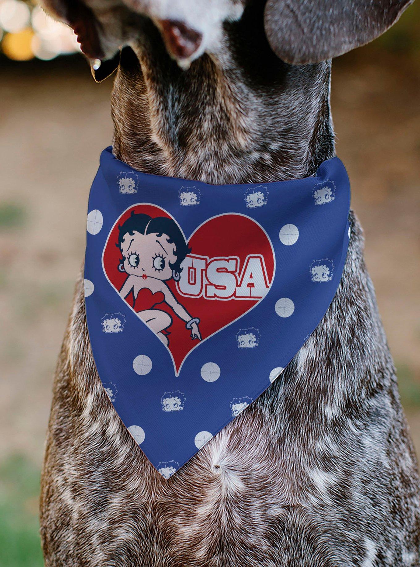 Betty Boop USA Heart Pose Polka Dot Face Slip On Collar Pet Bandana - Bandana Only, , alternate