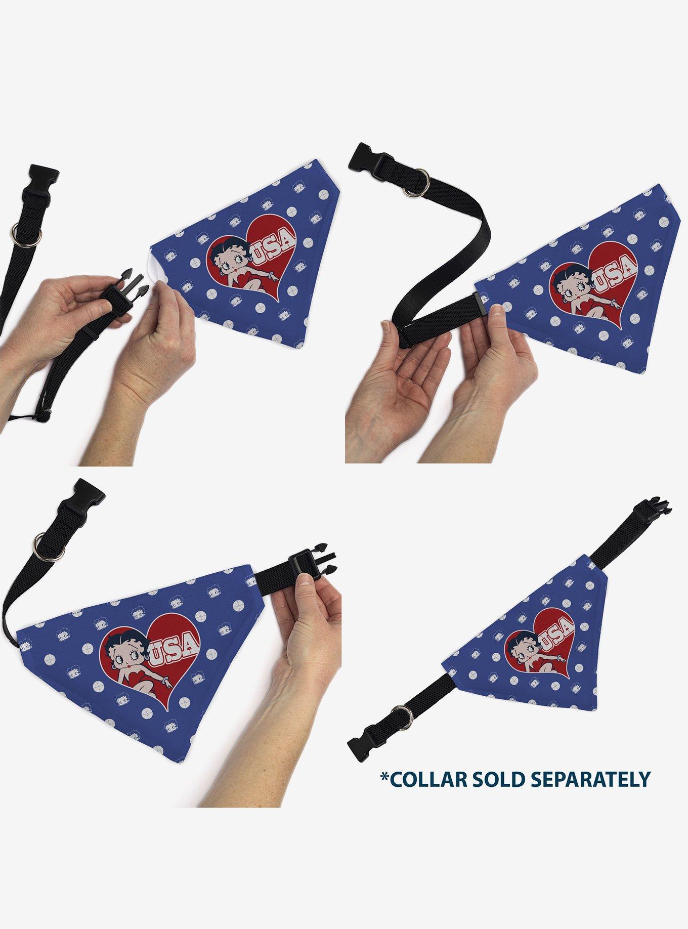 Betty Boop USA Heart Pose Polka Dot Face Slip On Collar Pet Bandana - Bandana Only, , alternate