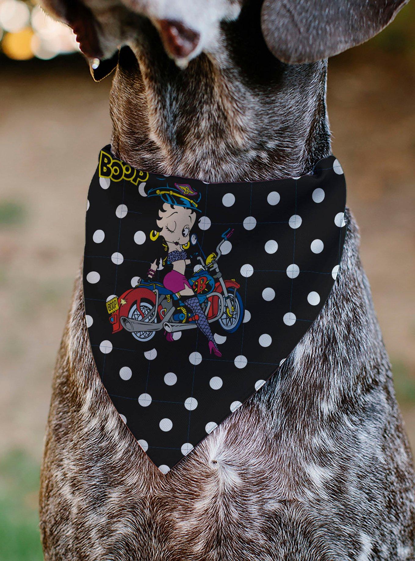 Betty Boop Biker Betty Winking and Polka Dot Slip On Collar Pet Bandana - Bandana Only, , alternate