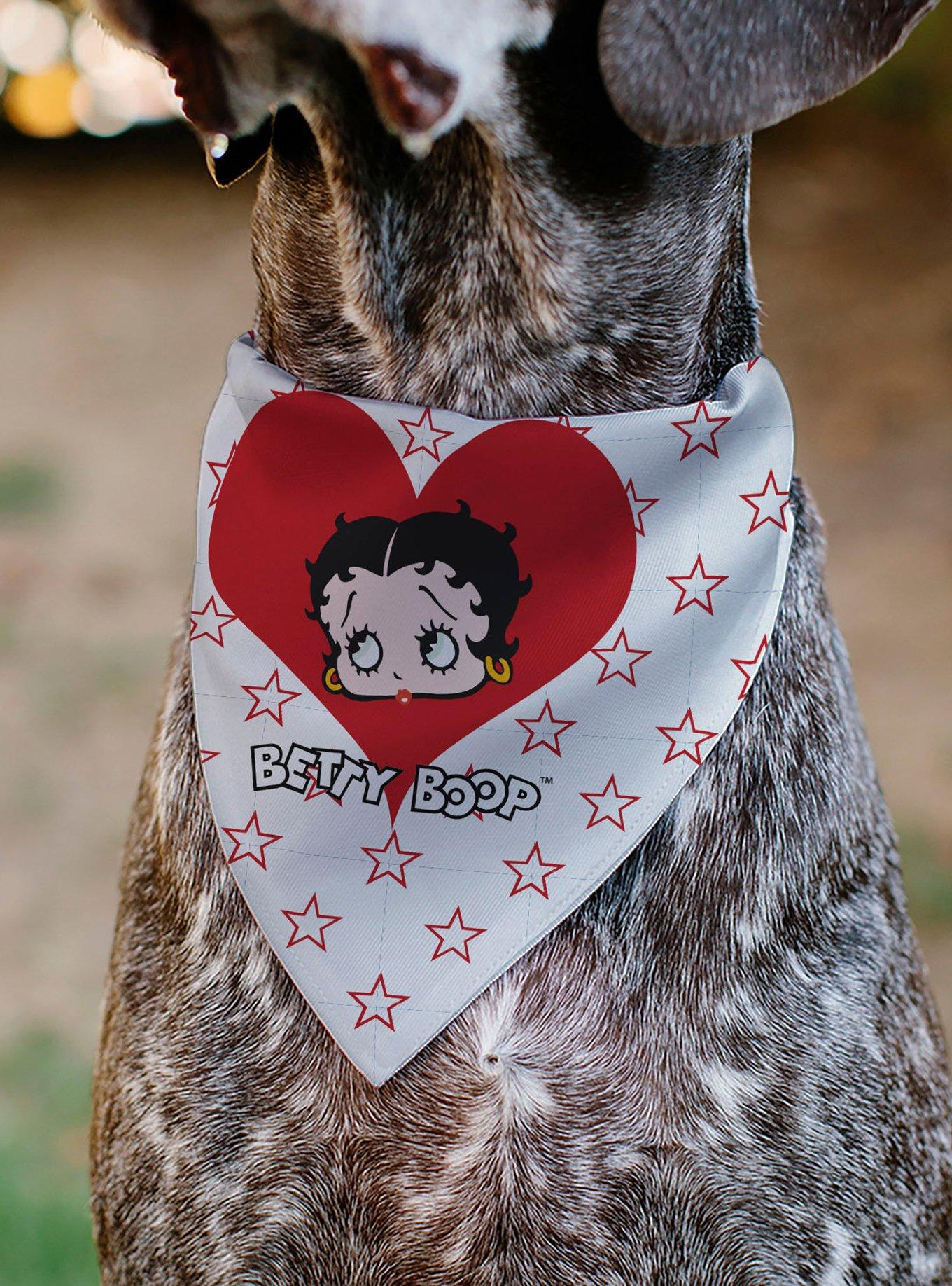 Betty Boop Face Heart and Text Stars Red Slip On Collar Pet Bandana - Bandana Only, , alternate - view 4