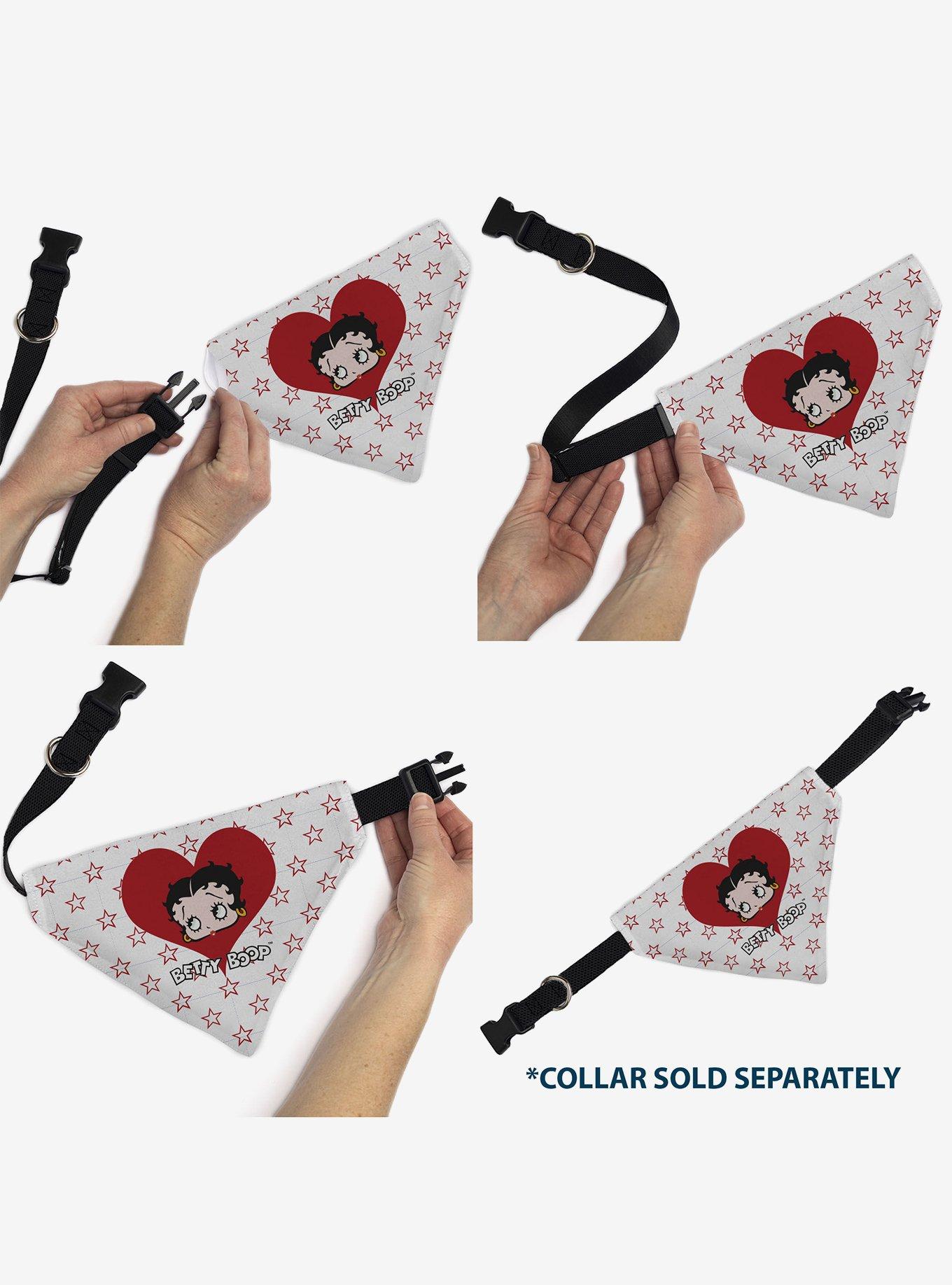 Betty Boop Face Heart and Text Stars Red Slip On Collar Pet Bandana - Bandana Only, , alternate - view 6