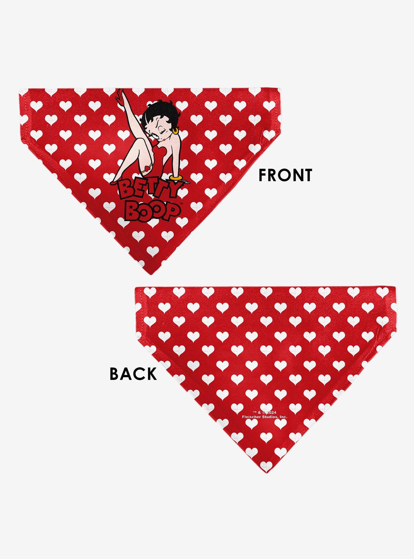 Betty Boop Seated Leg Kick Pose and Text Hearts White Slip On Collar Pet Bandana - Bandana Only, , alternate