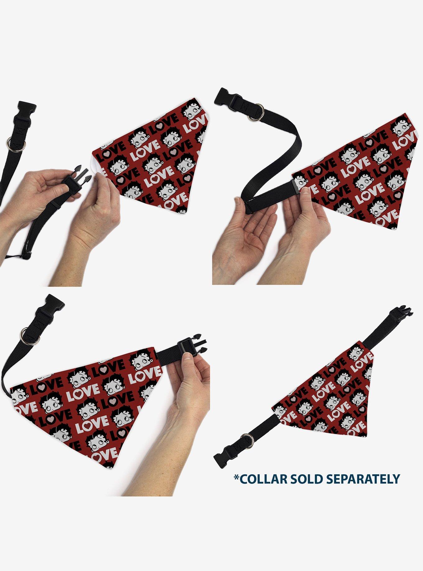 Betty Boop Love Text and Face Slip On Collar Pet Bandana - Bandana Only, , alternate