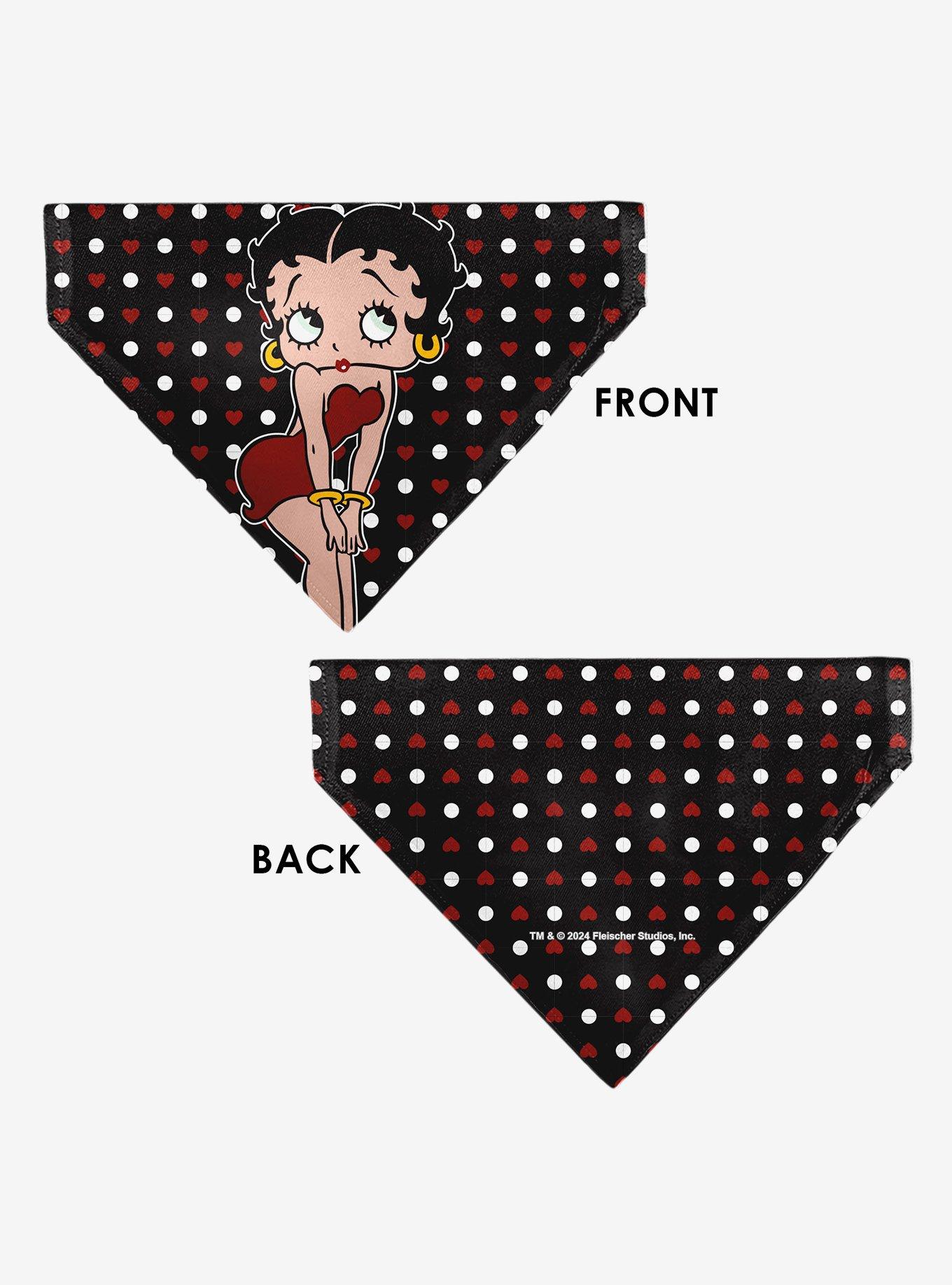 Betty Boop Hands On Knees Pose Heart Polka Dot Black Slip On Collar Pet Bandana - Bandana Only, , alternate