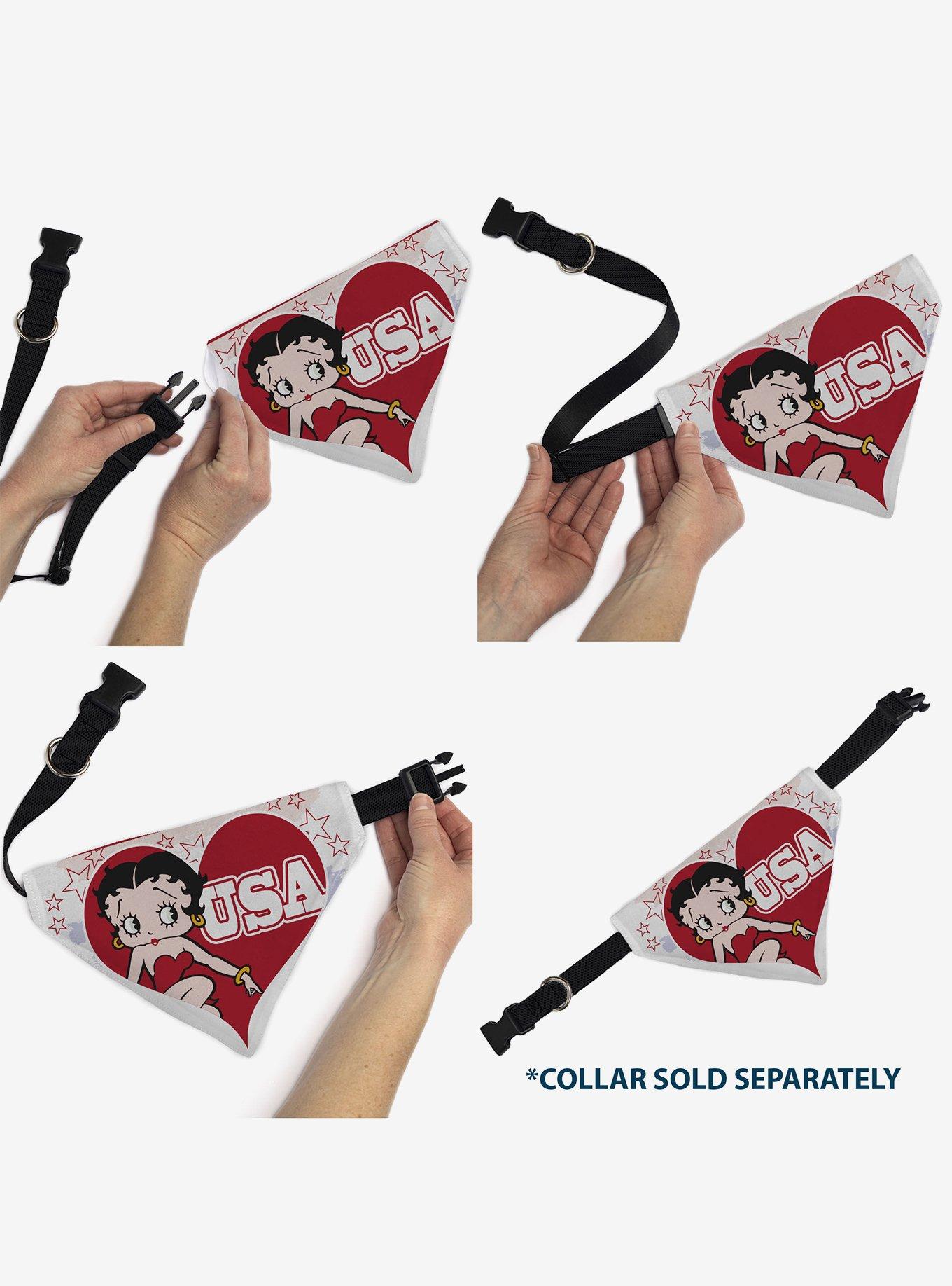 Betty Boop USA Heart Pose and Stars Slip On Collar Pet Bandana - Bandana Only, , alternate