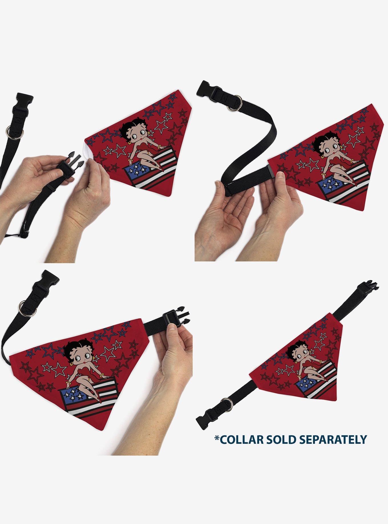 Betty Boop Americana Stars and Stripes Pose Slip On Collar Pet Bandana - Bandana Only, , alternate