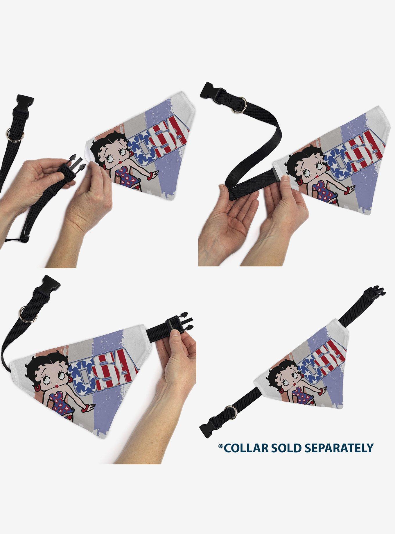 Betty Boop USA Stars and Stripes Pose Slip On Collar Pet Bandana - Bandana Only, , alternate