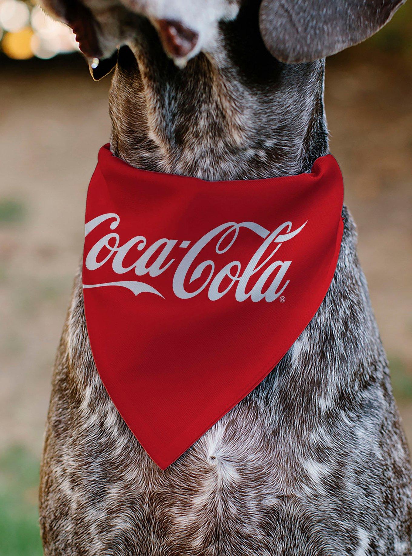 The Coca-Cola Company Coca Cola Script Logo Centered Slip On Collar Pet Bandana - Bandana Only, , alternate