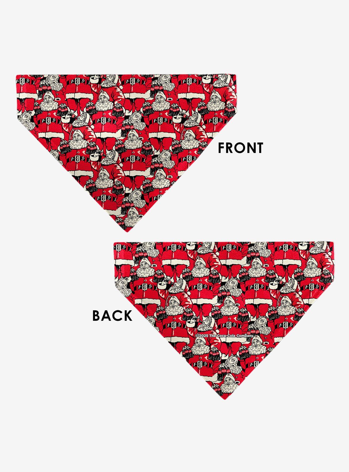 The Coca-Cola Company Coca Cola Santa Claus Stacked Slip On Collar Pet Bandana - Bandana Only, , alternate