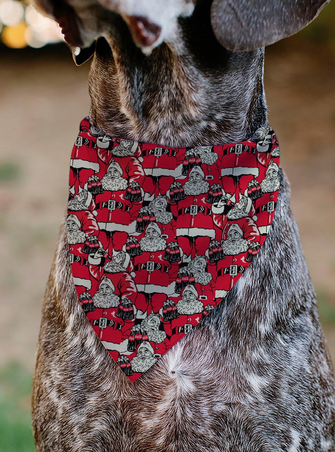 The Coca-Cola Company Coca Cola Santa Claus Stacked Slip On Collar Pet Bandana - Bandana Only, , alternate