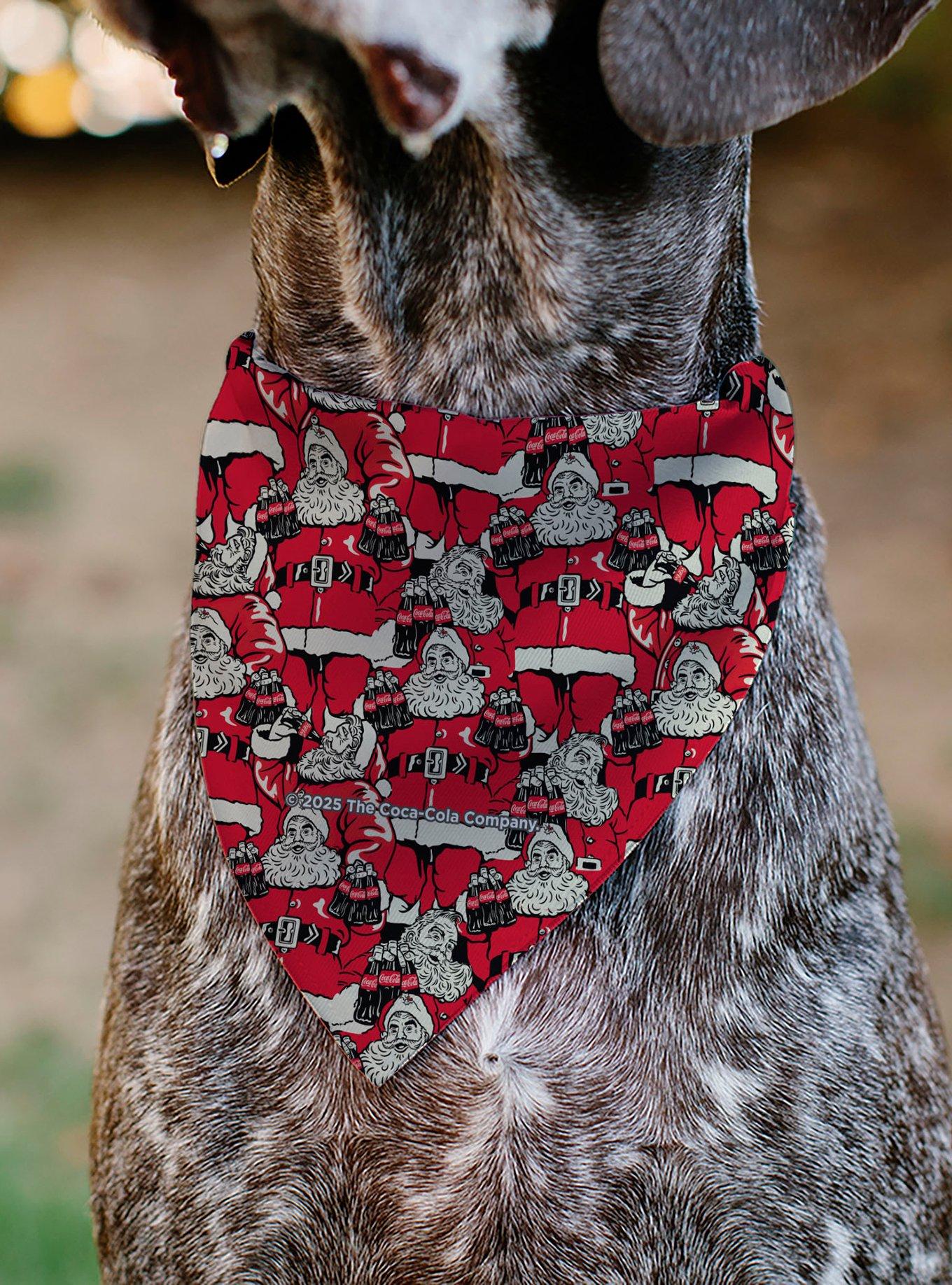 The Coca-Cola Company Coca Cola Santa Claus Stacked Slip On Collar Pet Bandana - Bandana Only, , alternate
