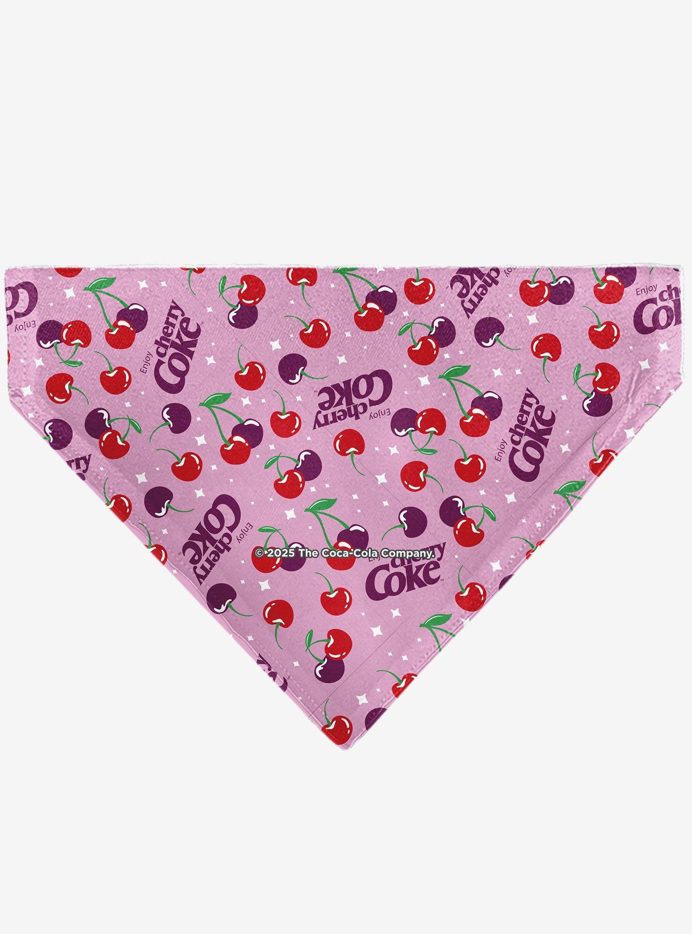 The Coca-Cola Company Cherry Coke Cherries and Logo Scattered Slip On Collar Pet Bandana - Bandana Only, , hi-res