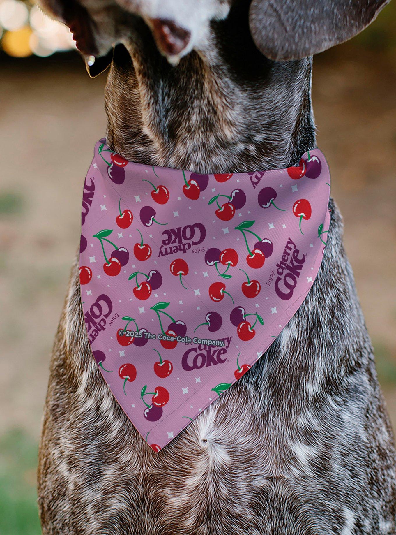 The Coca-Cola Company Cherry Coke Cherries and Logo Scattered Slip On Collar Pet Bandana - Bandana Only