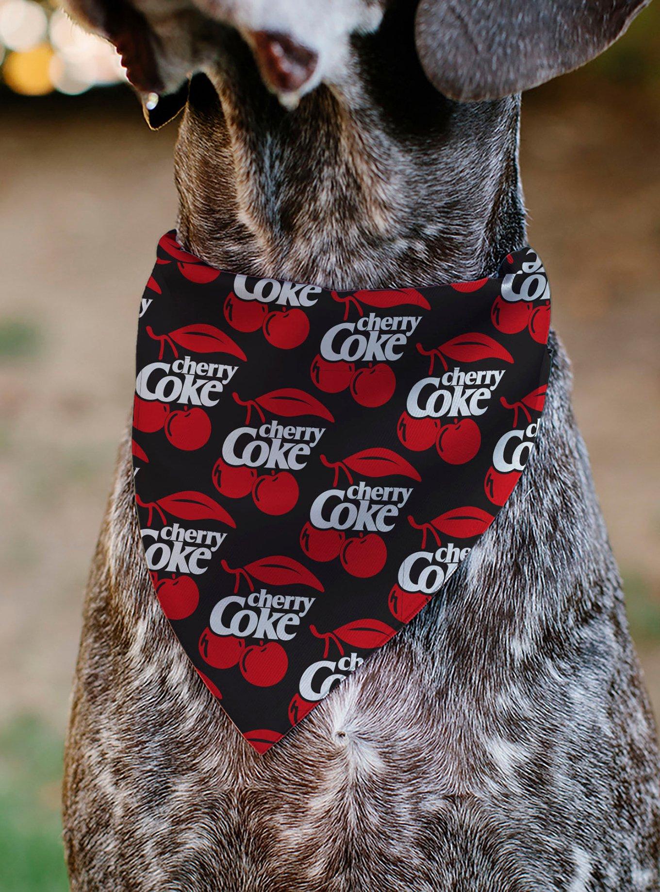 Coca-Cola Cherry Coke and Cherries Logo Collage Black Slip On Collar Pet Bandana - Bandana Only, , alternate