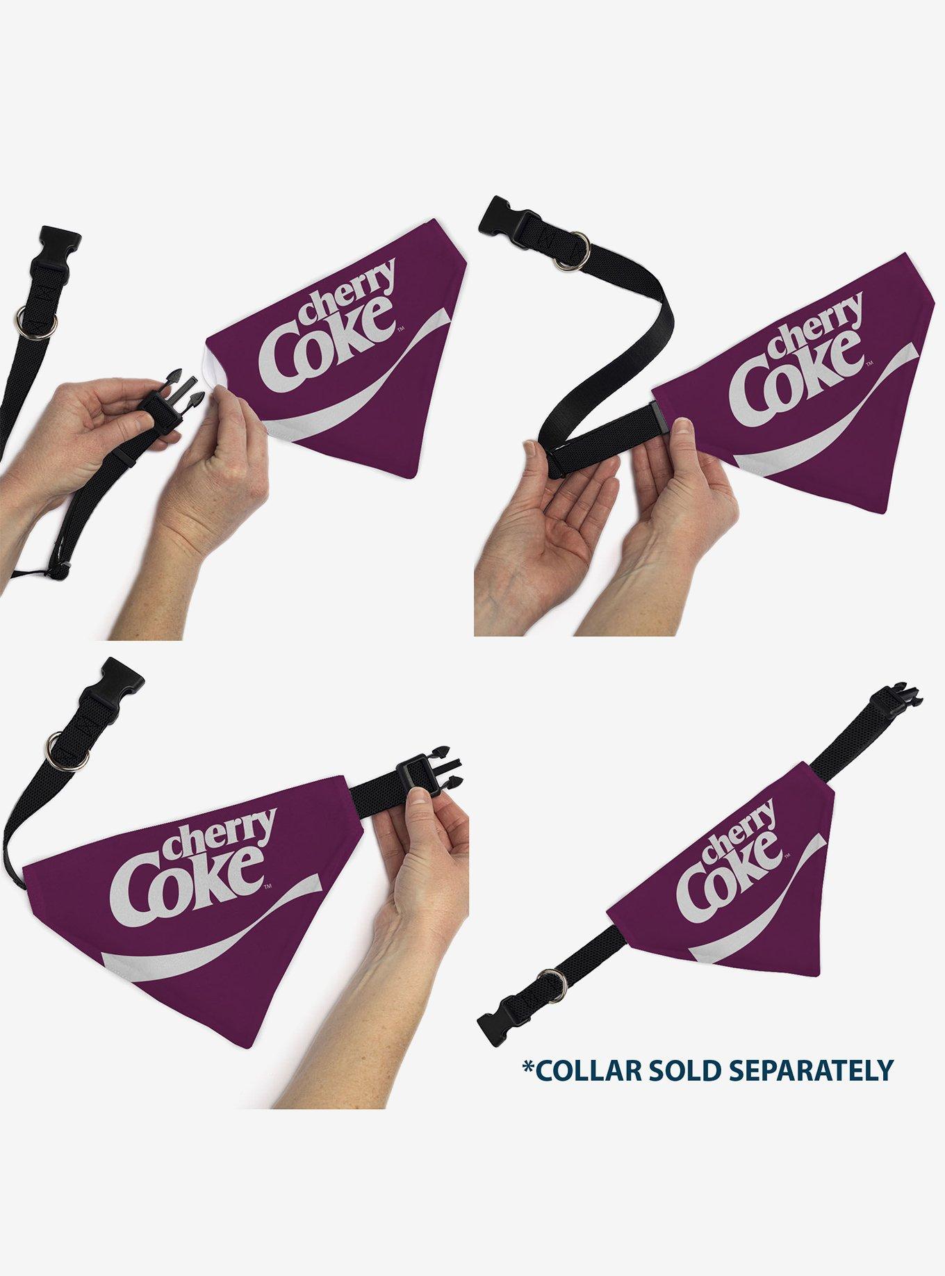 Coca-Cola Cherry Coke Wave Logo Burgundy Slip On Collar Pet Bandana - Bandana Only, , alternate