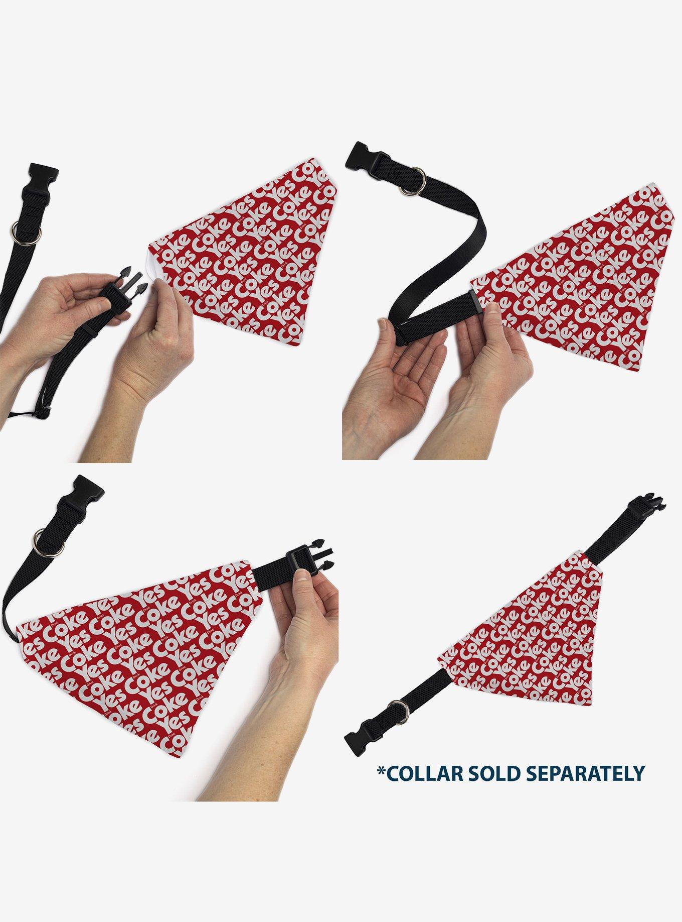 Coca-Cola Yes Coke Yes Text Collage Slip On Collar Pet Bandana - Bandana Only, , alternate