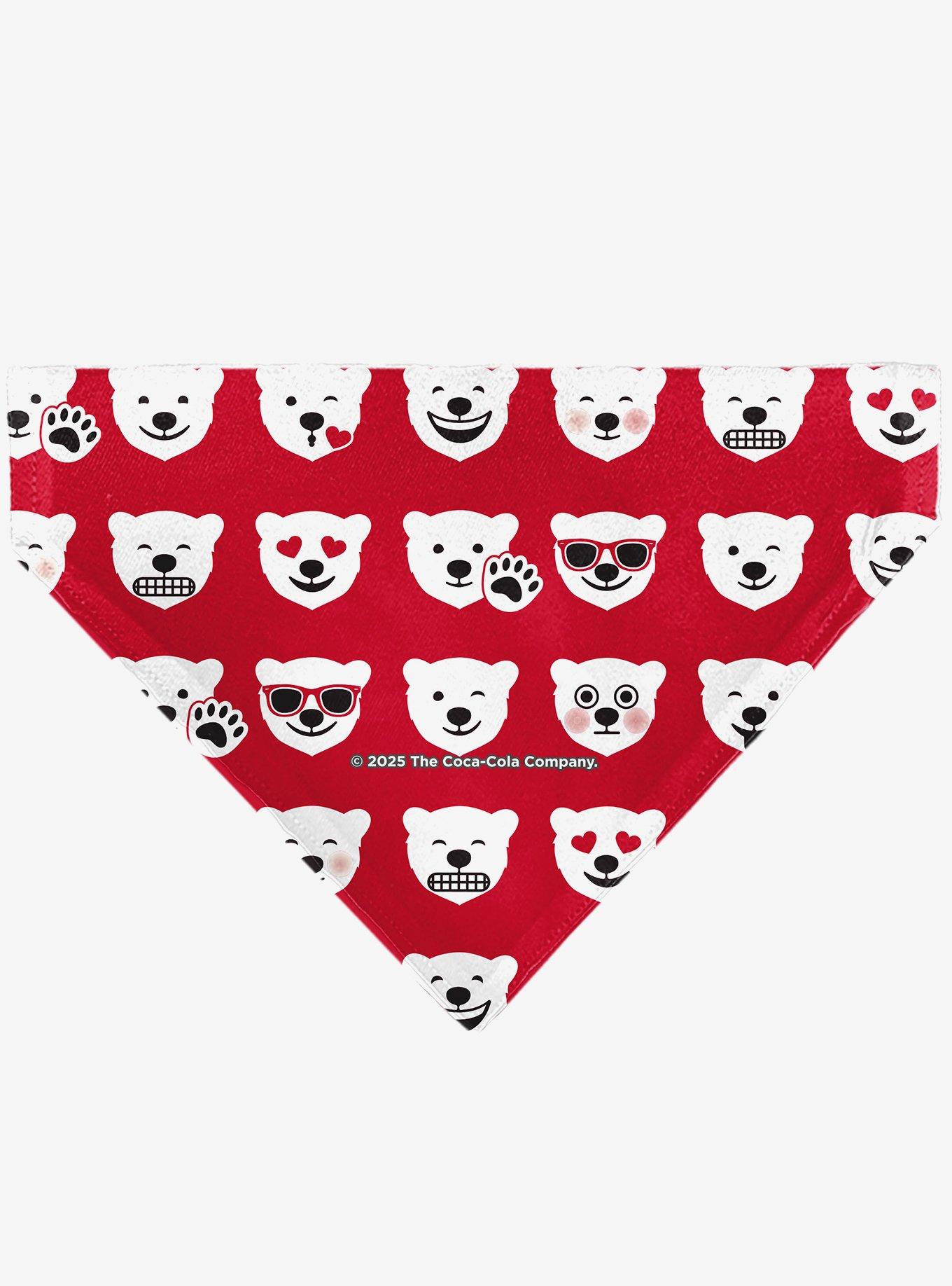 The Coca-Cola Company Enjoy Logo and Polar Bear Expressions Slip On Collar Pet Bandana - Bandana Only, , hi-res