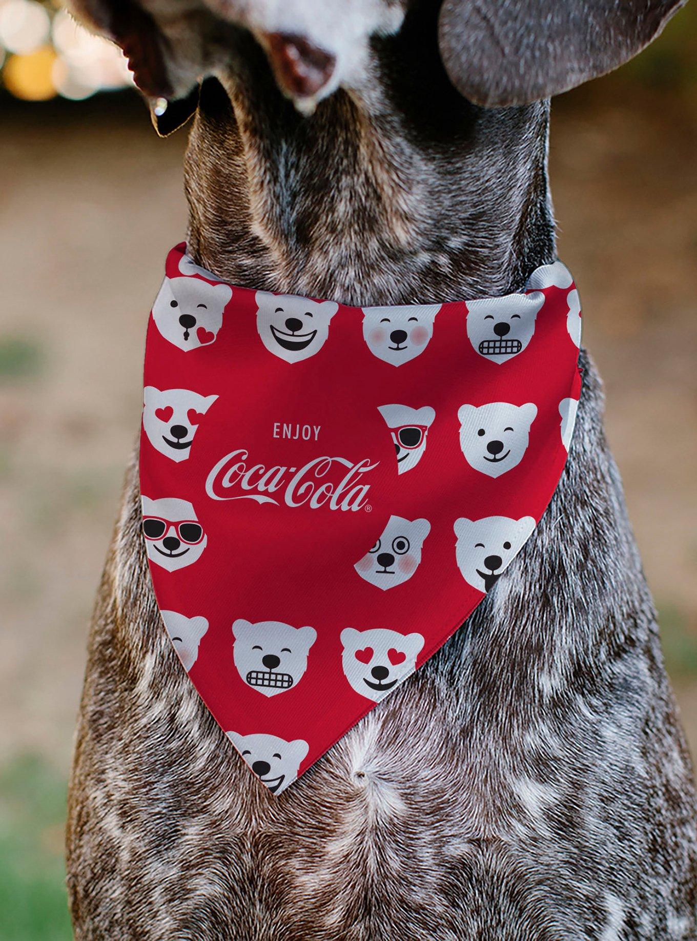 The Coca-Cola Company Enjoy Logo and Polar Bear Expressions Slip On Collar Pet Bandana - Bandana Only, , alternate