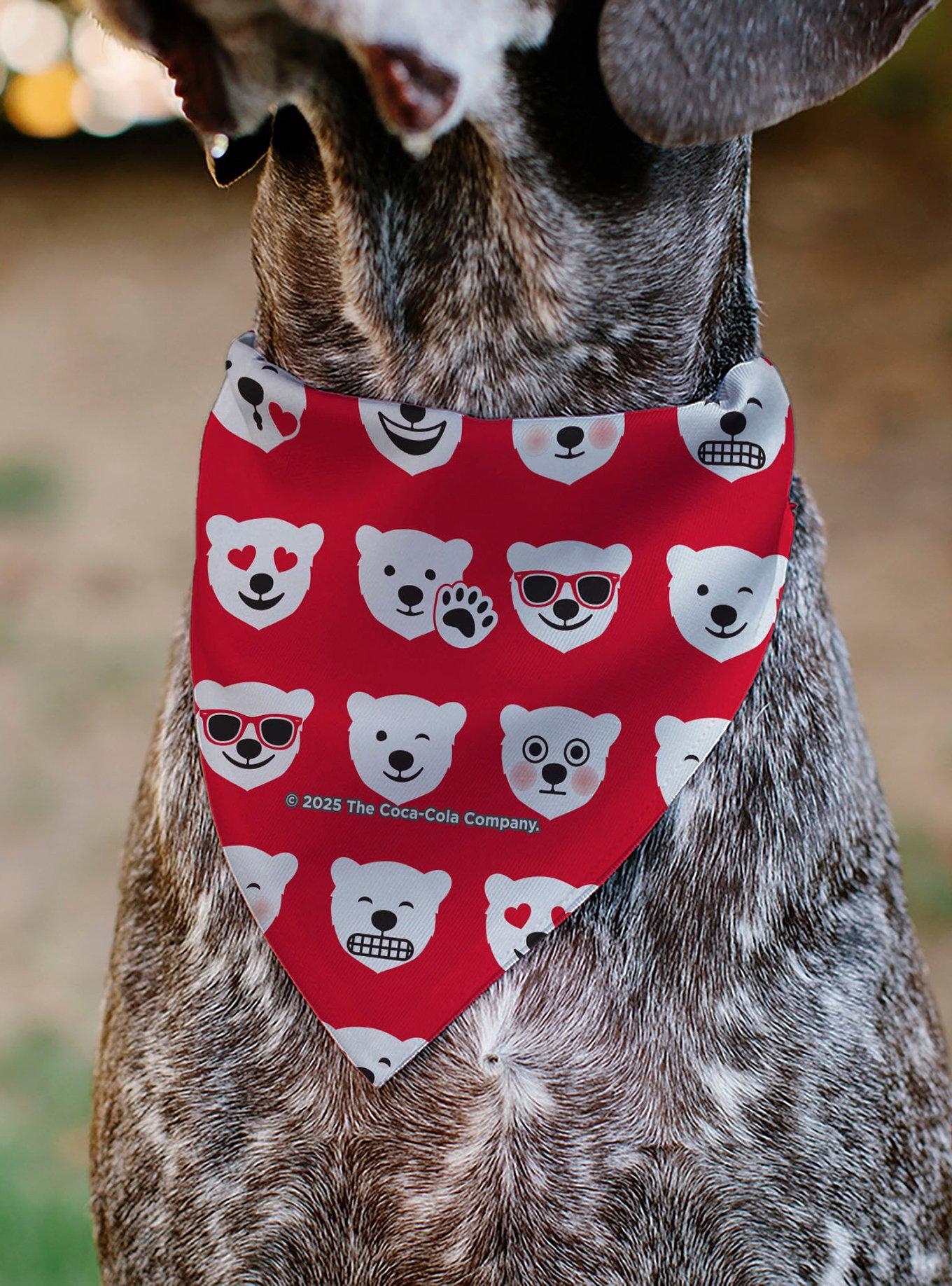 The Coca-Cola Company Enjoy Logo and Polar Bear Expressions Slip On Collar Pet Bandana - Bandana Only, , alternate