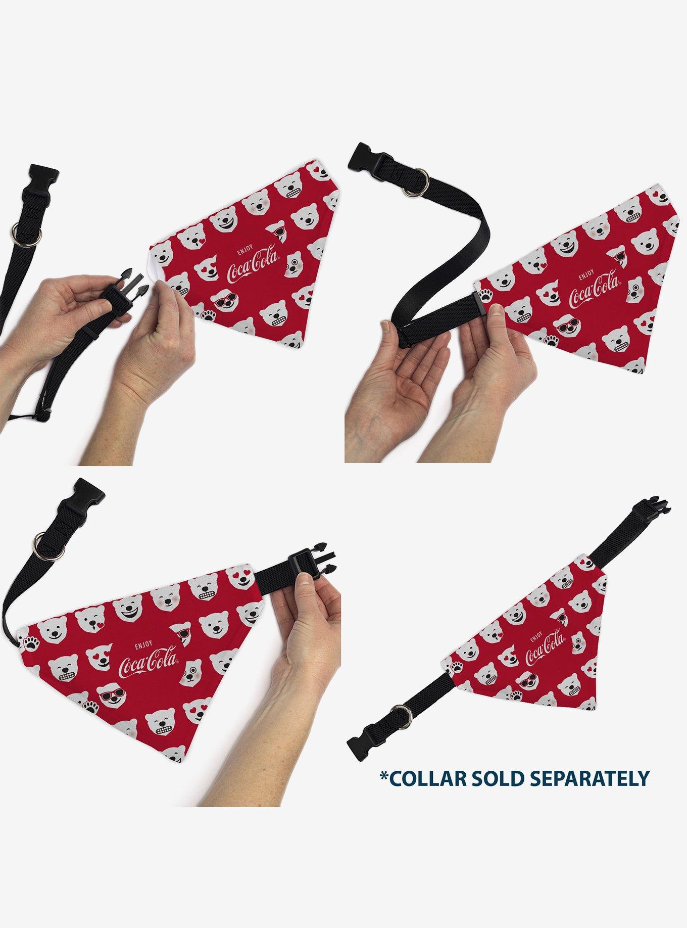 The Coca-Cola Company Enjoy Logo and Polar Bear Expressions Slip On Collar Pet Bandana - Bandana Only, , alternate